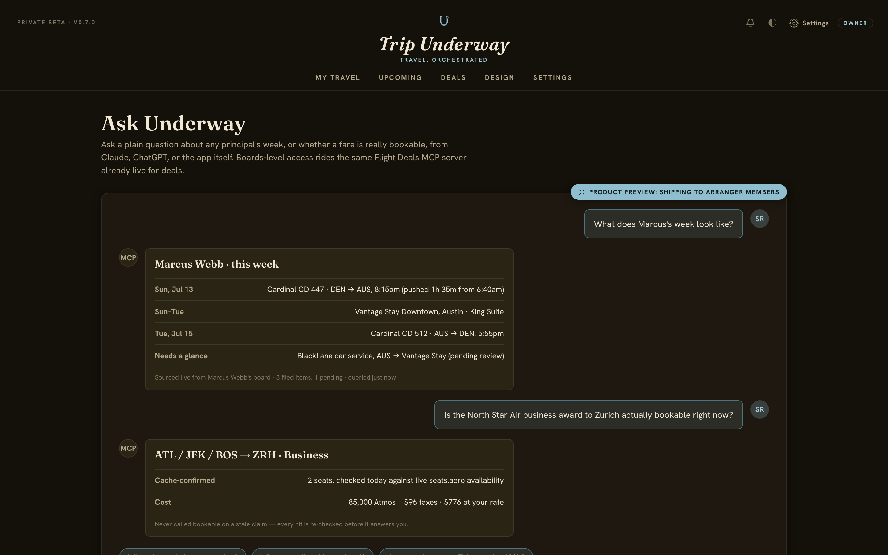Still being built: Ask Underway, dark theme